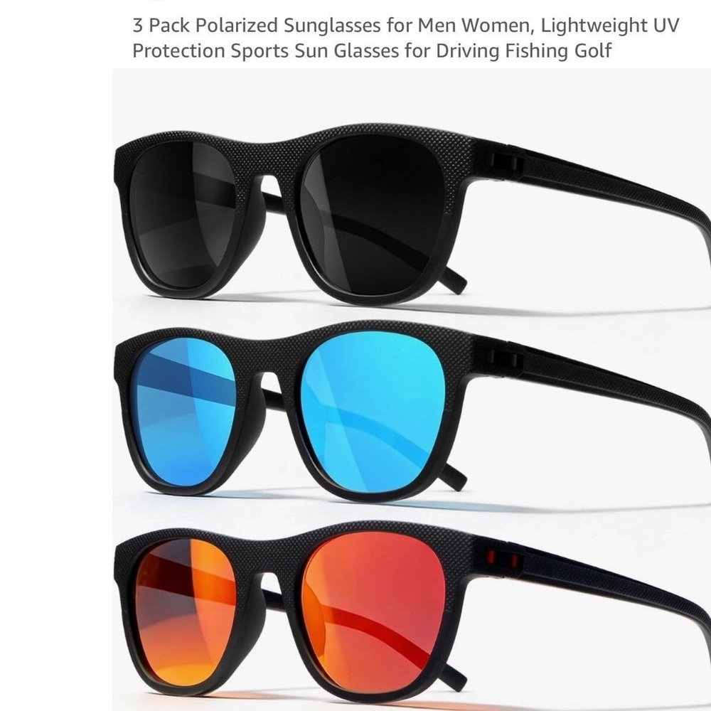 3 Pack Polarized Sunglasses Men Women UV Protection Sports Driving Fishing Golf